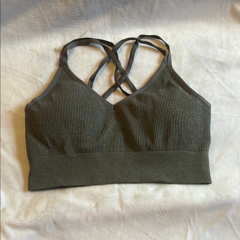 Women's Dark Gray Ribbed Bralette